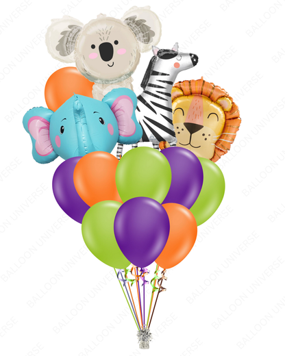 Helium Filled Jungle Animal Balloons with Colourful Latex