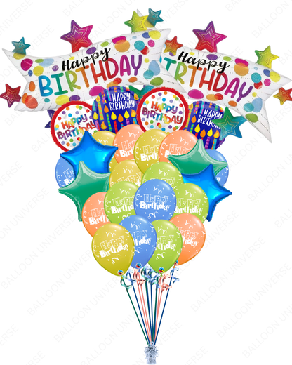 Shine Bright Birthday – Banner & Stars Balloons