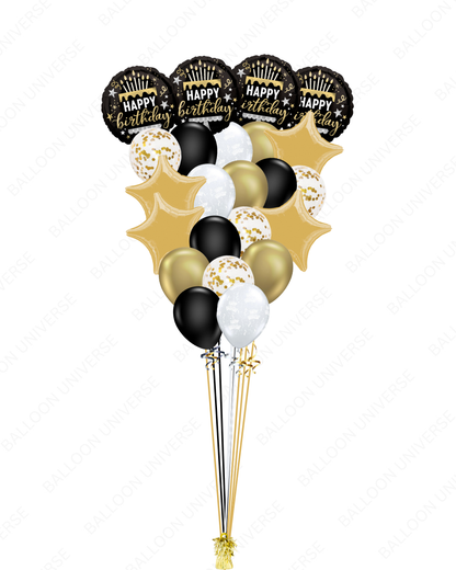 A Golden Gatsby Helium Balloon Bunch for Birthdays
