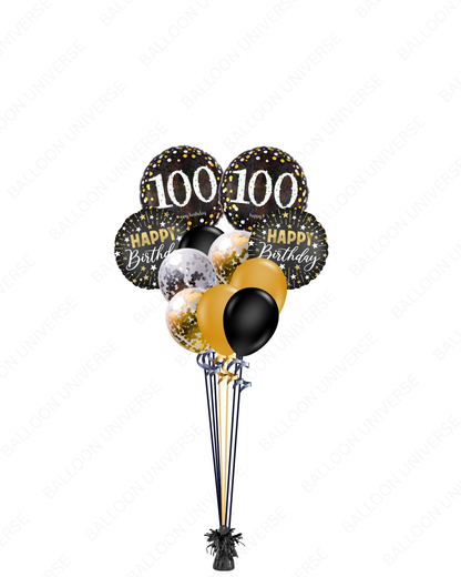 Elegant Helium Filled 100th Birthday Balloon Bouquet
