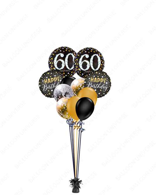 Elegant 60th Birthday Balloon Bouquet