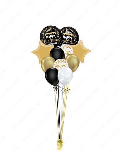 A Golden Gatsby Helium Balloon Bunch for Birthdays