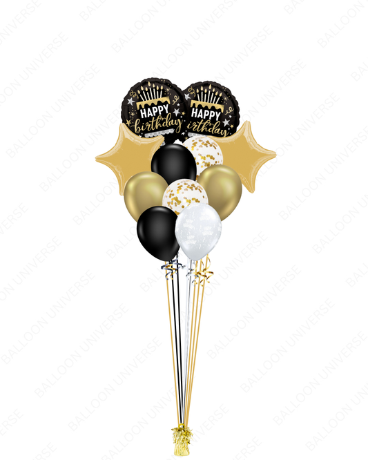 A Golden Gatsby Helium Balloon Bunch for Birthdays
