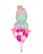 SuperShape Ice Cream Mylar With Happy Birthday Balloons