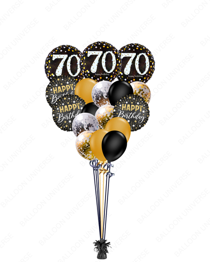 Happy 70th Birthday Helium Balloon Bouquet