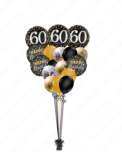 Elegant 60th Birthday Balloon Bouquet