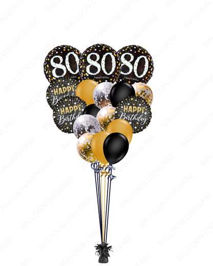 Helium Filled 80th Birthday Balloon Bouquet