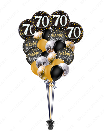 Happy 70th Birthday Helium Balloon Bouquet