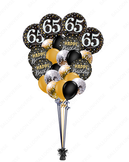 Helium Filled Happy 65th Birthday Balloons