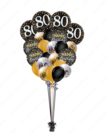 Helium Filled 80th Birthday Balloon Bouquet