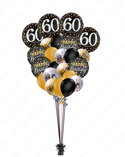 Elegant 60th Birthday Balloon Bouquet