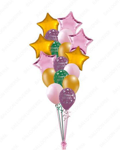 Elegant Happy Birthday Balloon Bouquet