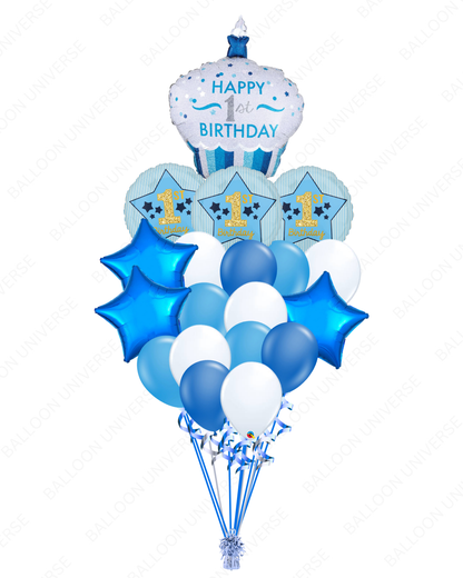 Happy First Birthday Cupcake Balloon Bouquet