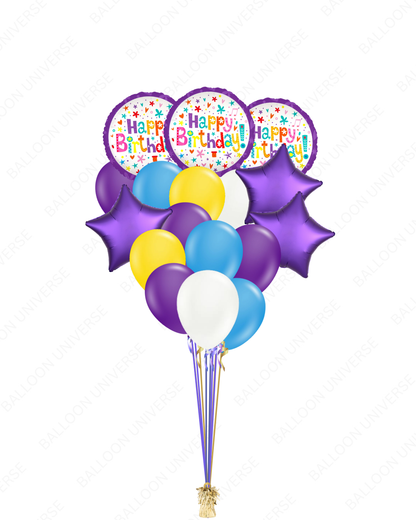 Vibrant Purple & Blue Balloon Bouquet