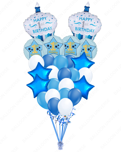 Happy First Birthday Cupcake Balloon Bouquet