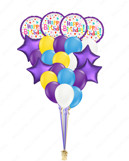 Vibrant Purple & Blue Balloon Bouquet