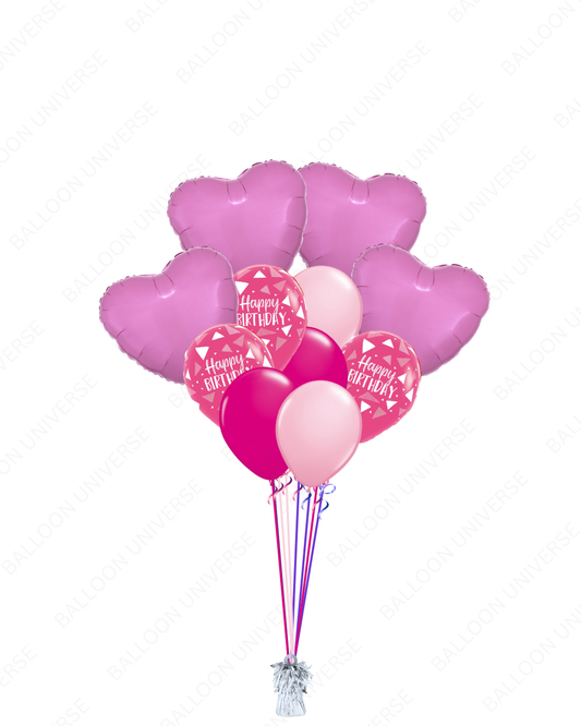 Happy Birthday Hearts Balloon Bouquet