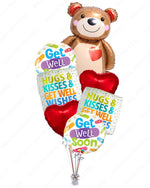 Hugs, Kisses & Get Well Soon Teddy Bear Balloon Set