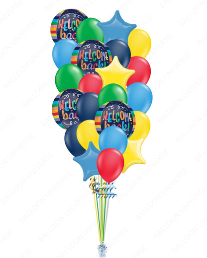 Welcome Back Balloon Bouquet - Colorful Mylar & Latex Party Decoration with Helium inflation