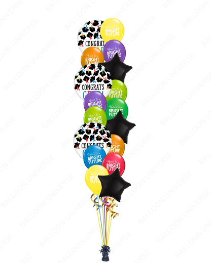 Festive Graduation Balloon Bouquet | Congrats Grad, Star & Bright Future Balloons