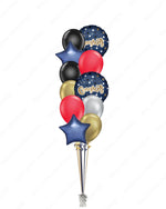 Graduation Celebration Balloons - Navy Blue, Gold, Red, and Black Theme