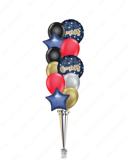 Graduation Celebration Balloons - Navy Blue, Gold, Red, and Black Theme