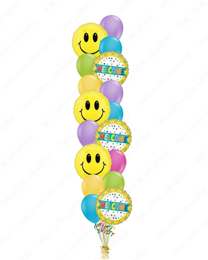 Welcome Party Balloon Set with Smiley Faces
