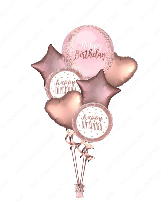 Luxury Rose Birthday Balloon Bouquet with Orbz & mylar Accents
