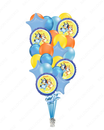 18" Bluey & Bingo mylars with Colorful Latex Balloons