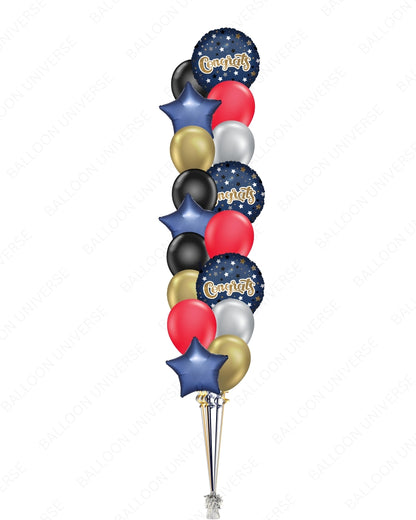 Graduation Celebration Balloons - Navy Blue, Gold, Red, and Black Theme