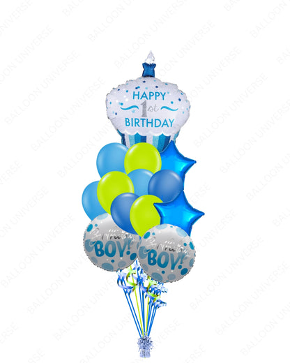 Happy 1st Birthday Cupcake Balloon Set - Boy