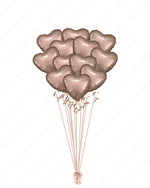 A Dozen Rose Gold Heart Mylar