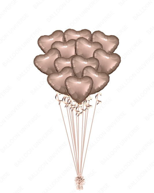 A Dozen Rose Gold Heart Mylar