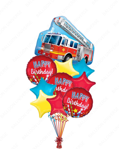 Large Firetruck Mylar Balloon Set for Birthdays