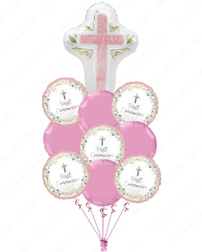 First Communion Balloon Bouquet in Pink