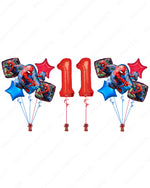 Spider Man Balloon Bouquet with Red Numbers (Custom)