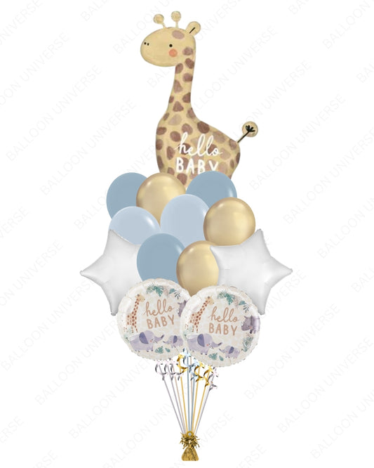 Baby Boy Safari Balloon Set with Giraffe - Baby Shower Decoration