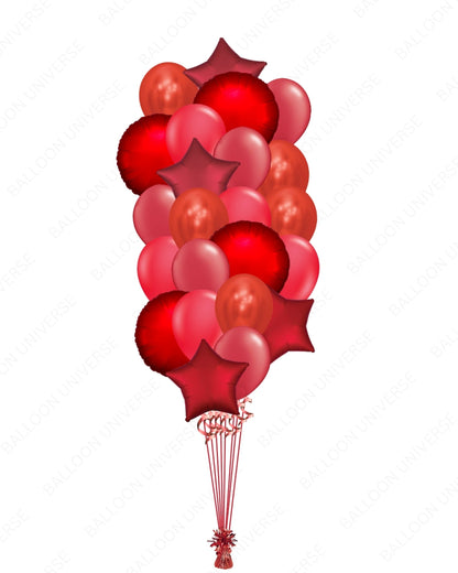 Red Balloon Bouquet - Star Mylar, Round Mylar, Pearl, Chrome and Latex