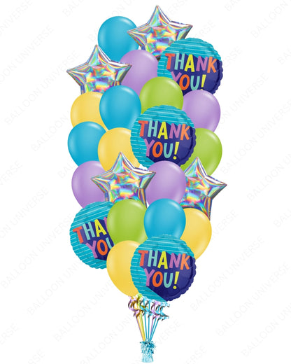 Thank You Balloon Bouquet with Stars and Bright Latex Balloons