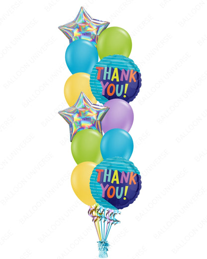 Thank You Balloon Bouquet with Stars and Bright Latex Balloons