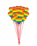 A Dozen Rainbow Foil Hearts - Helium Filled