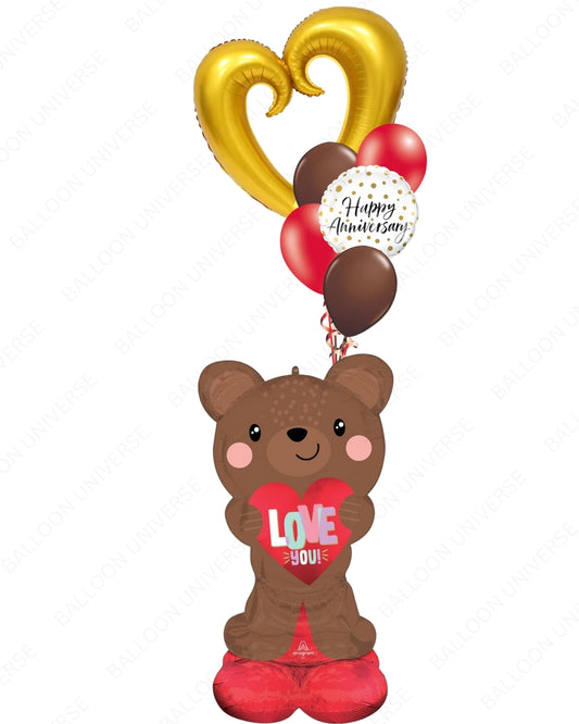 4ft Standing Love You Teddy Bear Anniversary Airwalker Bouquet