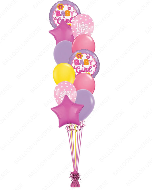 Welcome Baby Girl Balloon Arrangement