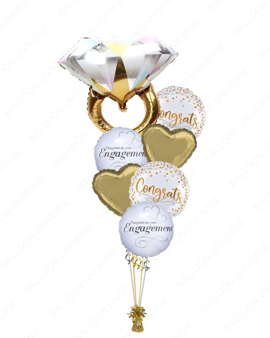 Elegant Engagement Balloon Set with Giant Diamond Ring