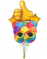 SuperShape Thumbs Up Foil Balloon with Rainbow Congrats Grad and Colorful Latex in Red /Blue /Purple /Orange /Green /Yellow