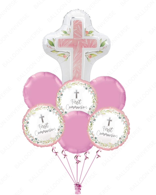 First Communion Balloon Bouquet in Pink