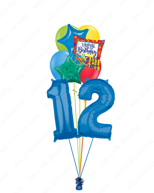 Bold Blue Birthday Tower for Boys - 2 mylar Numbers