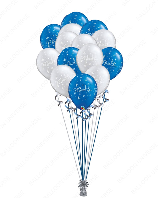 Mazel Tov and Star of David Balloon Bouquet in Blue & Silver