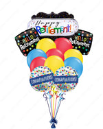 Happy Retirement & Congratulations Balloon Bouquet | Colorful Balloons in Red/Blue/Yellow