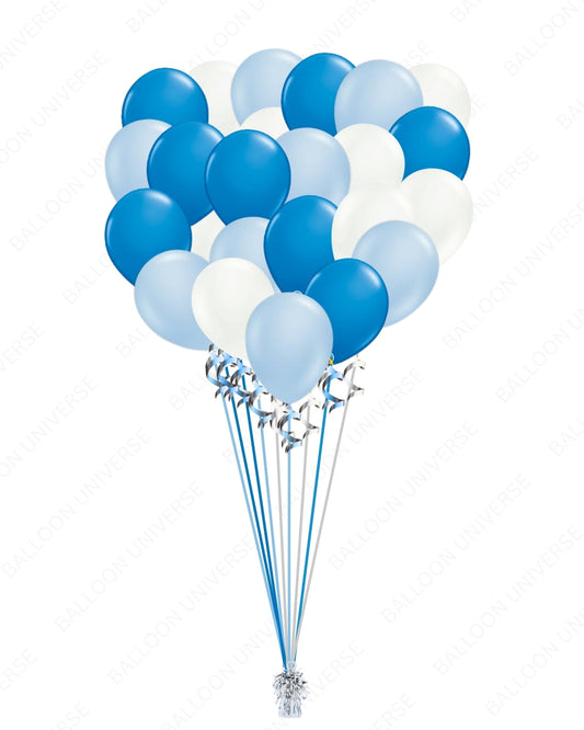 Two Dozen Blue & White Balloons